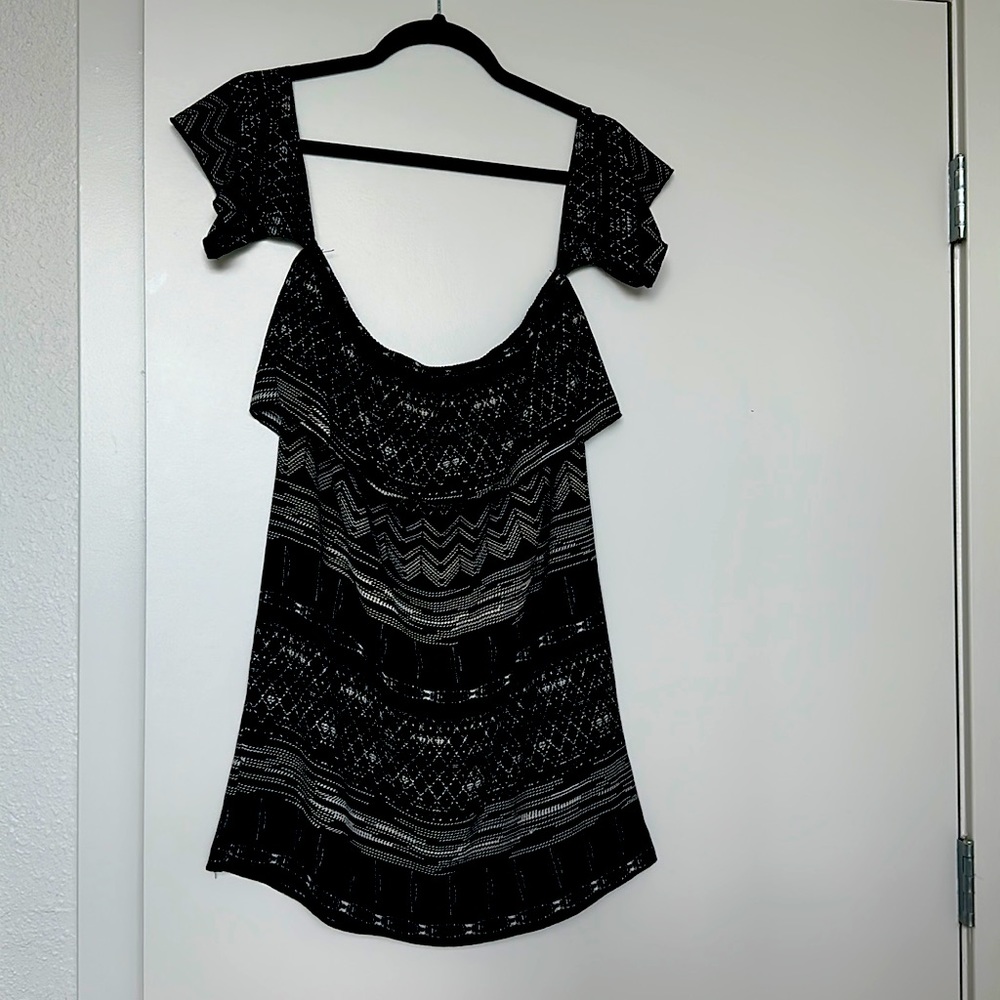Black and white mini off the shoulder dress